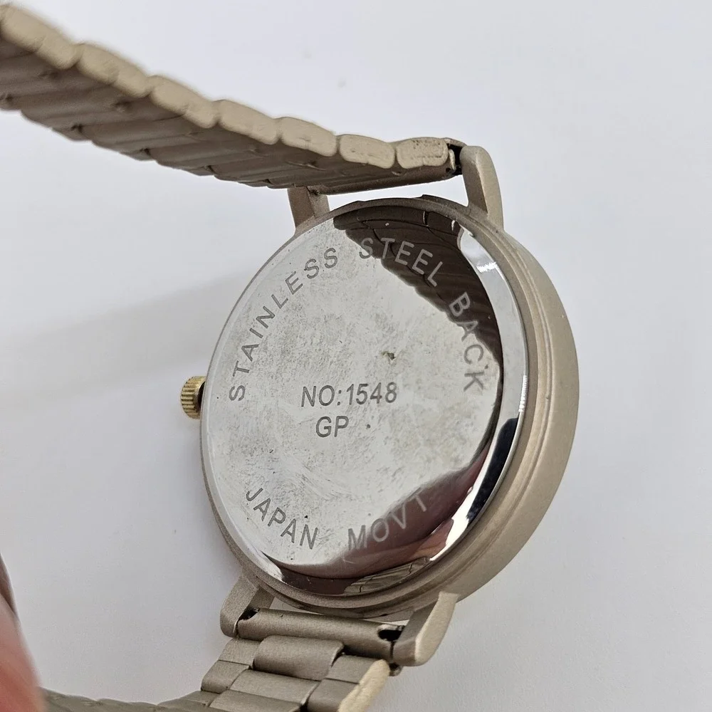 36MM Women's Watch White‎ Dial Champagne Bracelet Band New Battery